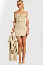 Elegant Tweed Skirt Suit with Cropped Blazer and Fringe Hem