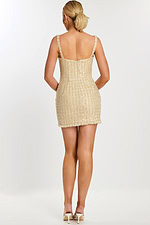 Structured Cropped Jacket Over Sequin Tweed Mini Dress