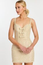 Formal Two-Piece Skirt Set with Shimmer Finish and Pockets