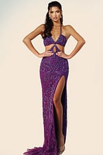 Two piece embellished gown with intricate sequin design