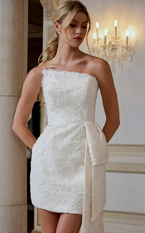 strapless fitted dress with side drape 45260