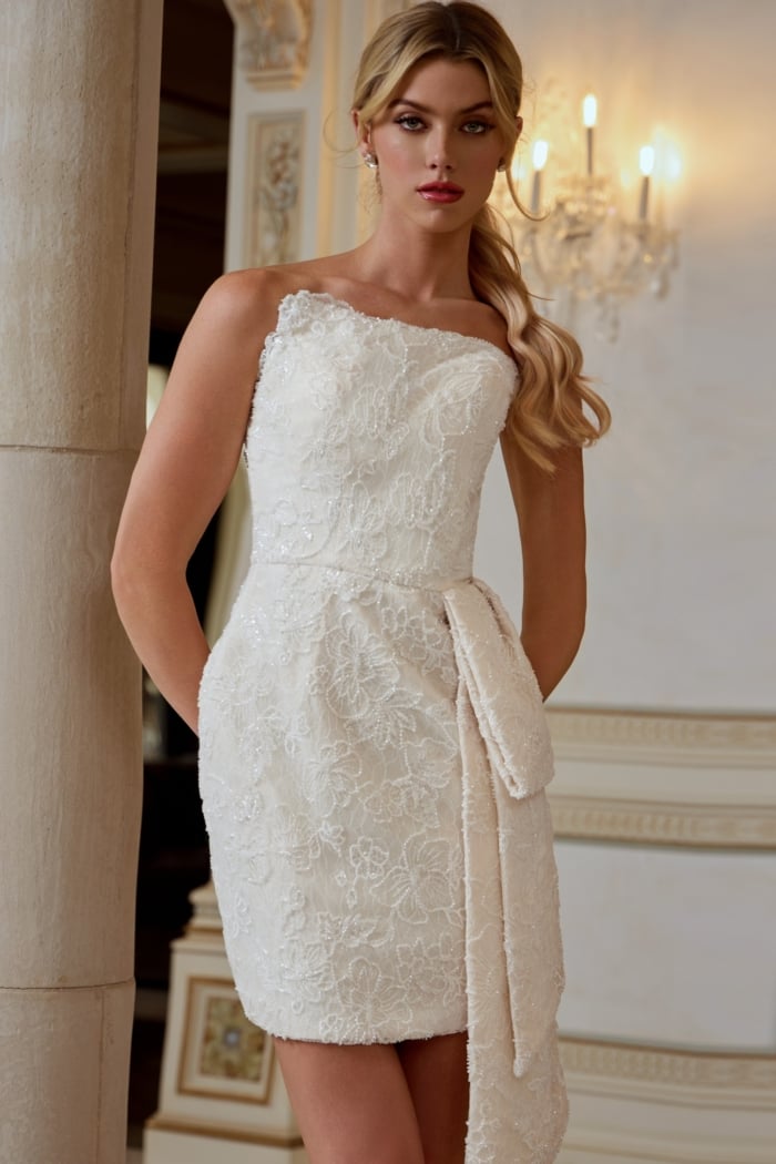 strapless fitted ivory dress 45260