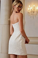 back of strapless fitted short dress 45260