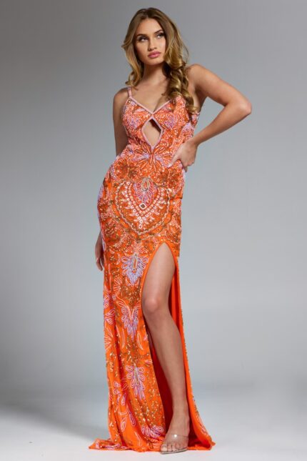 Model wearing Jovani dress 45268.