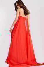Flowy red evening gown with sweetheart neckline
