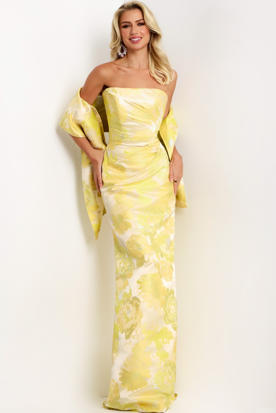 JOVANI ジョヴァニ 黄色!フローラルレースロングドレス イエロー Yellow Evening Dresses Brighten Your Night