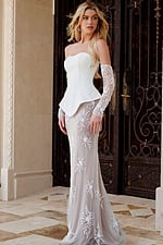 peplum strapless embellished dress 45326