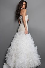 pearl beaded strapless mermaid gown