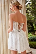 fit and flare short dress with lace up back 45371