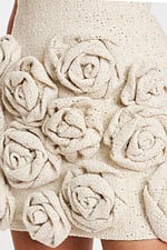 Close-Up of Frayed Neckline and Tweed Bodice