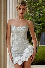 embellished silver short dress 45404