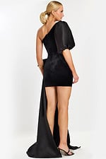 Puff Sleeve Evening Dress with Zippered Back