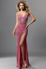 strapless beaded gown with sweetheart neckline