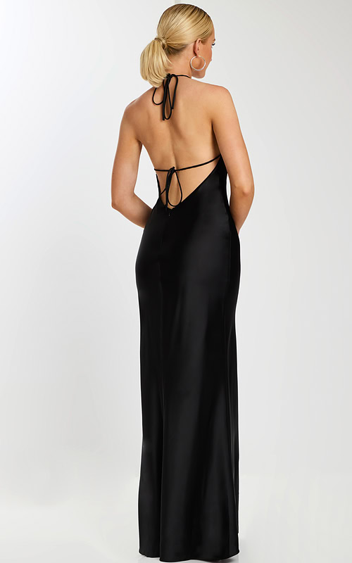 Backless Black Gown with Tie Straps