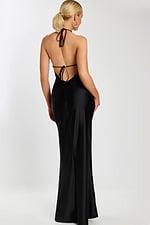 Sleek Satin Evening Dress with Halter Neckline