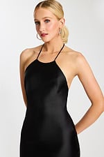 Black Floor-Length Dress with Bare Back Detail