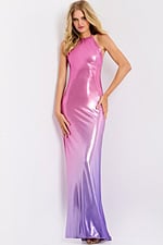 Ombre gradient finish gown with shimmering shine, back button and lace-up detail