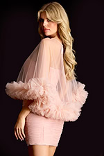 Elegant blush mini dress with soft ruffled hem