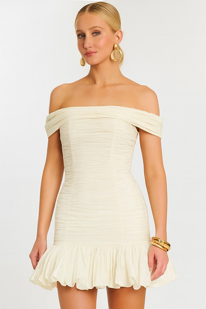 off the shoulder ivory dress 45459