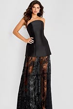 strapless black dress with lace skirt 45467
