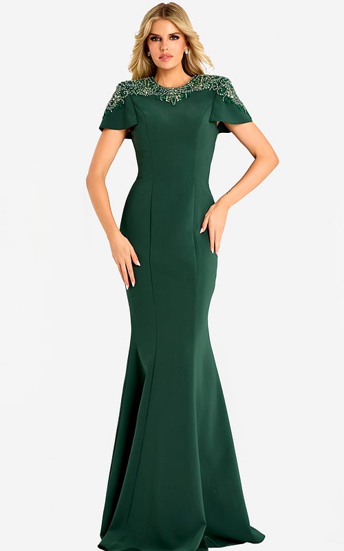 short sleeves green mob dress 45477