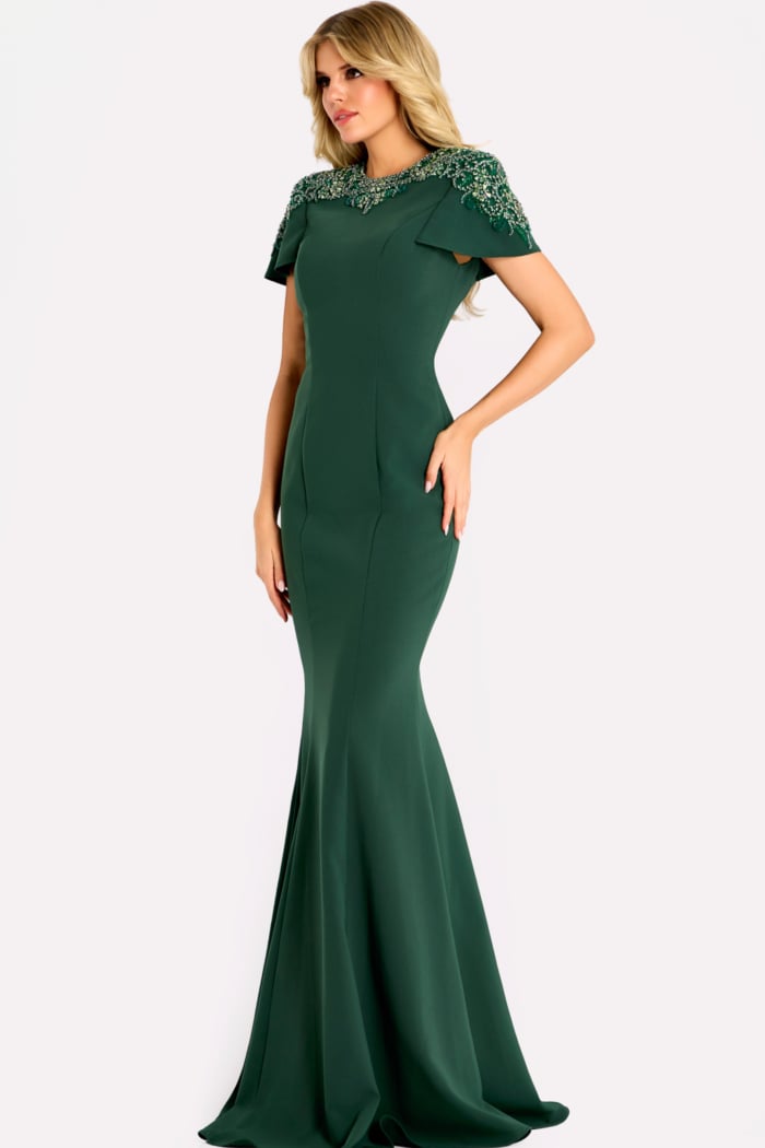 green short sleeves mermaid dress 45477