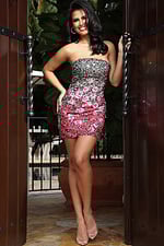 red embellihsed fitted dress 45538
