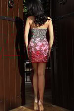 back of fitted short beaded dress 45538