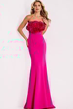 fuchisa dress with ruffled on the bodice 45561