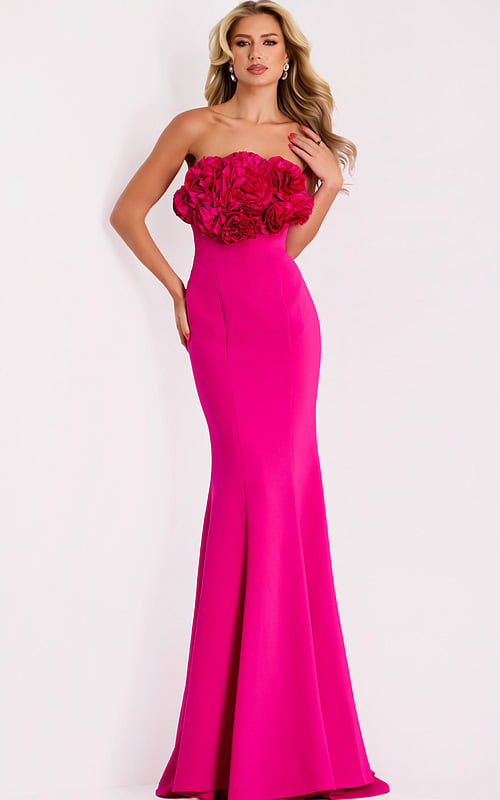 fuchisa dress with ruffled on the bodice 45561