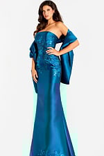 blue print sheath dress with matching shawl 45577