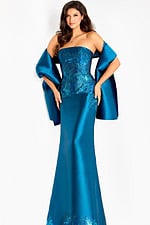strapless taffeta blue dress 45577