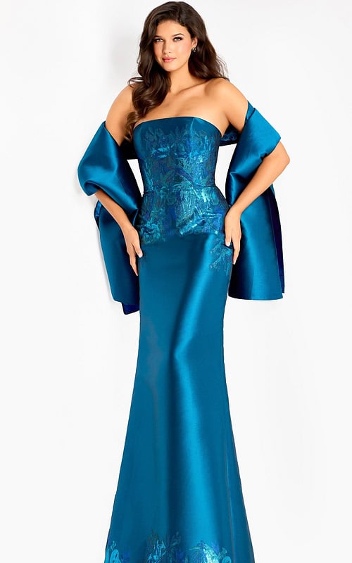 strapless taffeta blue dress 45577