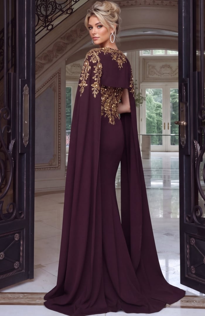 evening Jovani 45582 Back, gold embroidery