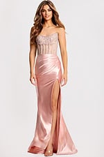 Sparkling fitted prom dress with open back