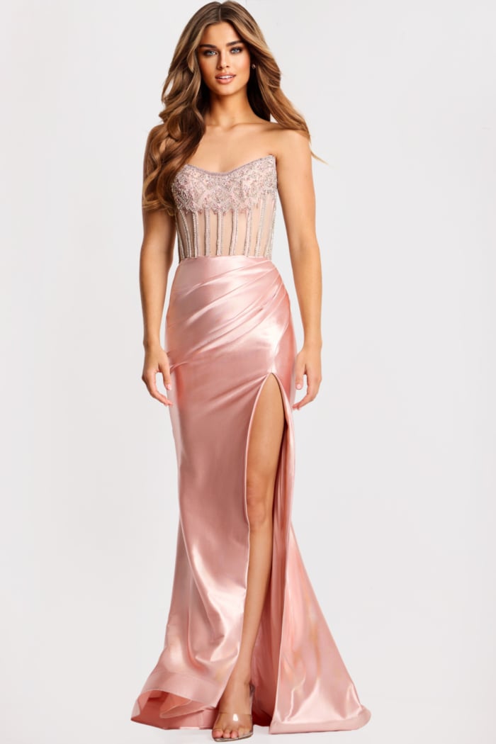 Sparkling fitted prom dress with open back