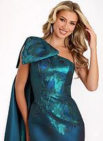 one shoulder print dress with bow detail on the shoulder 45615