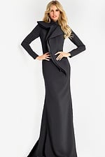 long sleeves fitted black dress 45617