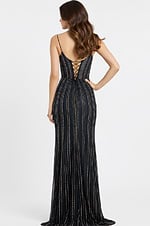 Striped Beaded Sheer Corset Gown with Fitted Train 45624 - Image 3