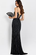 Striped Beaded Sheer Corset Gown with Fitted Train 45624 - Image 2