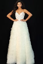 white ruffled long dress 45636