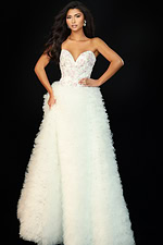 ruffled v neckline white dress 45636