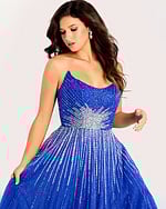 zoom picture of a straples blue sequin dress 45649