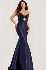 strapless navy mermaid dress with bow details on top 45666