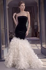 fitted prom dress front view with spaghetti straps and deep v neckline