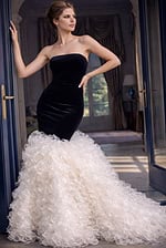 elegant evening gown with sleek bodycon silhouette and high slit