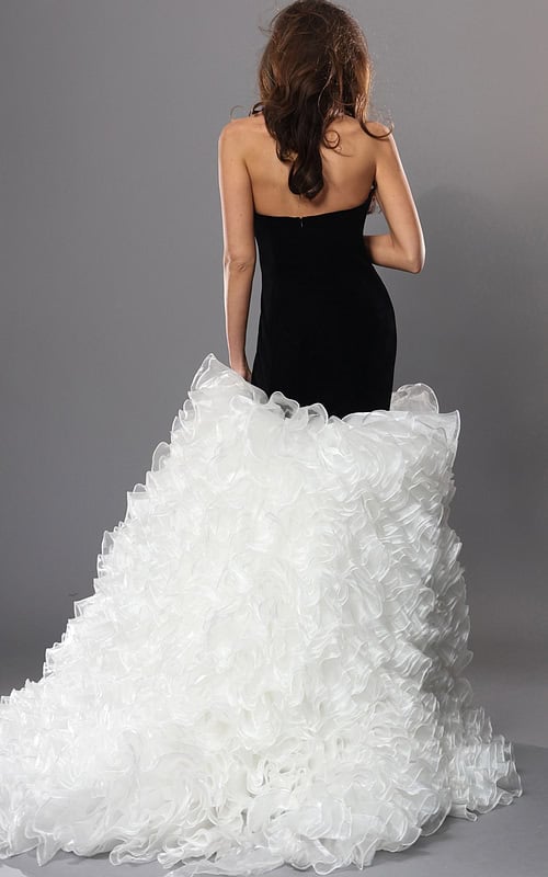 strapless mermaid gown with ruffle skirt