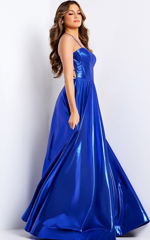 plunging neckline royal dress 45699