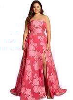 straples floral high slit dress 45721