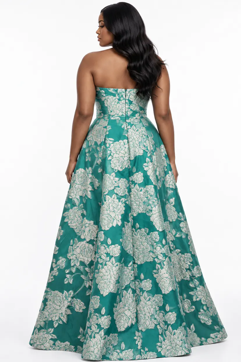 back of green a line dress 45721